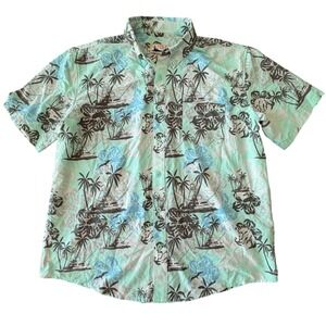 Huk Performance Fishing Mens Large Button Up Shirt Short Sleeve Tropical Summer‎